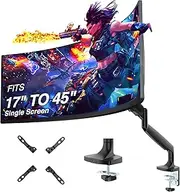 AVLT Single Monitor Arm Desk Mount for 17"-45" Ultrawide Screens, Full Motion Adjustable Height, Swivel, Tilt, Rotation, VESA Compatible with Cable Management (Black)