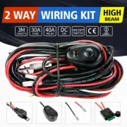 2Way Wiring Harness Kit Rocker Switch 12V 40A Relay Blade Fuse For LED Light Bar