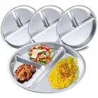 4 Pack 304 Stainless Steel Plates for Kids 8" 3 Section round Divided Plates