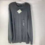 Tricots St. Raphael Gray Cable Knit Pullover Crewneck Sweater - Size XL NWT!