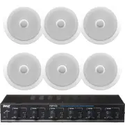 6x Pyle PD-IC60 6.5" 250W 2-Way Home Speakers, 6-Channel Speaker Selector