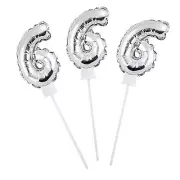 Fun Express Self-Inflating Number 6 6" Mylar Balloons - 6 Pc