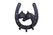 Mr Gecko Horse Shoe Double Head Cast Iron Wall Hook Hand Made Antique Black