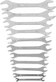 Super Thin Dual Open End Wrench Set, Metric, 11 Piece, Including 6-32mm, Slim Spanner Wrench Set with Rolling Pouch for Maintenance and Mechanical Work