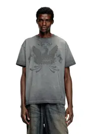 [Diesel] Diesel - T-shirt with phoenix devoré - T-Shirts - Man - Grey XL Grey