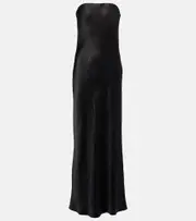 [Vince] Vince Strapless satin maxi dress AU 20 black