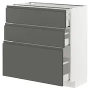 METOD / MAXIMERA base cabinet with 3 drawers, white/Voxtorp dark grey, 80x37x80 cm