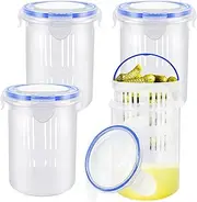 [Eerrhhaq] 4 Pcs Pickle Container with Strainer,24 oz Pickle Jar with Leak Proof and Lock It Lid,Pickle Holder Keeper Lifter for Olive Jalapeno Juice Food Storage