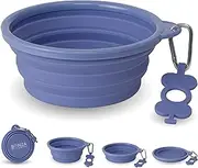 Bonza by Leash Boss Extra Large Collapsible Dog Bowl 1500 mL, Sturdy Reinforced Rim, Includes Carabiner & Water Bottle Holder Keychain, Periwinkle