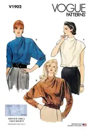 VOGUE SEWING PATTERN 1902 MISSES 6-14 RETRO/VINTAGE '80s DRAPED FRONT BLOUSE/TOP