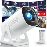 CLOKOWE 4K Mini Projector with Star Modes & Ambient Lighting, Built-in Apps | Full HD 1080P Support | WiFi 6 & Bluetooth 5.2 | Auto Keystone | 270° Rotation | Portable Outdoor Movie Projector