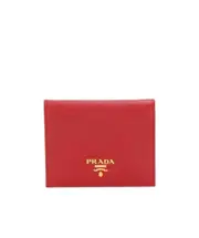 Prada Logo Compact Wallet One size fiery