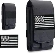 GORELAX Molle EDC Phone Pouch Tactical Waist Bag Pack Belt Holder Universal Dual Cell Phone Holster with US Flag Patch