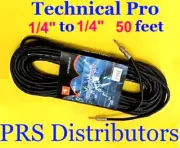 50 feet 1/4" to 1/4" Mono 12 Gauge DJ Home Guitar Speaker Cable Technical Pro