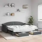 Daybed with Trundle & Drawers without Mattress Dark Grey 90x190 cm vidaXL