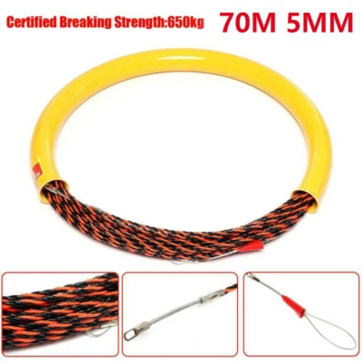 AU 70M 5MM Wire Conduit Cable Push Puller Rodder Snake Fish Tape Wire Guide Tie