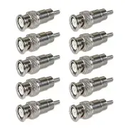 10 pcs BNC MALE JACK TO RCA MALE PLUG COAX ADAPTERS NEW