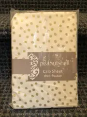 Peanut Shell Fitted Crib Sheet - White - Gild Polka Dots NWT 100% Cotton