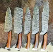 Custom Handmade HAND FORGED DAMASCUS STEEL CHEF KNIFE Set Kitchen Knives-Cutlery