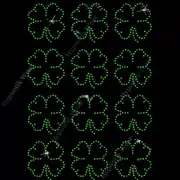 Rhinestone Transfer Rhinestone " Mini 4 Leaf Clover Sheet " Iron On, Bow Size
