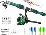 Fishing Kit for Kids, Horse Mouth 1.8m Telescopic Fishing Rod, Kids Fish Equipment, Small Dock Gear Kit, Youth Fish Set, Tackle Starter Set for Boy, Girl