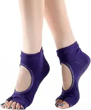 [LETSIQS] Toeless Socks, Yoga Socks for Women Anti Slip Sticky Grip Socks Two Toe Sport Cotton Half Toe Socks for Pilates, Dance, Ballet (3 Pairs)
