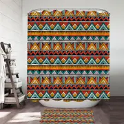 Red Orange Teal African Design Shower Curtain