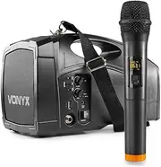 Vonyx ST014 Handheld Portable PA System - Wireless Bluetooth Handheld PA Speaker with Microphone, Rechargeable Battery, USB/SD, 50W Power - Compact & Lightweight for Events & Parties