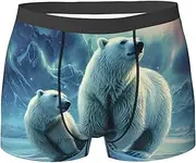 [QMNEHJ] Polar Bears Northern Lights Men's Boxer Briefs Breathable Stretch Underwear Moisture-Wicking Trunks for Men