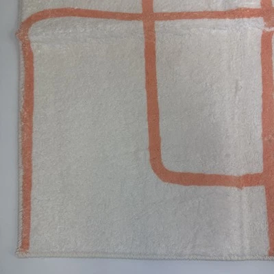White Orange Stripes Bath Mats for Bathroom Non Slip Fluffy Microfiber Rug 24x36