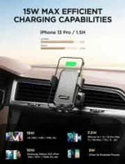 Wireless Car Charger, JOYMASS 15W Fast Charging Charger Cell Phone Holder Mount Vent for iPhone 15