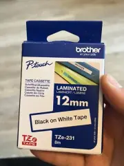 Brother P Touch TZe-231 Black on White | 12mm * 8m | label tape | OEM or Compat