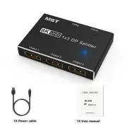 8K 1X3 DP Splitter 8K60Hz MST SST Hub Multi Monitor Splitter For iOS/Windows C