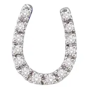 14k White Gold Round Diamond Horseshoe Pendant 1/10 Cttw