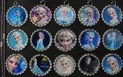 15 Frozen Flat SILVER Bottle Cap Necklaces Set 07
