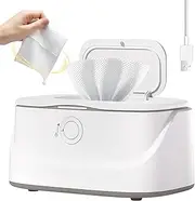 Baby Wipes Warmer, Wet Wipe Warmer, 3-Speed Adjustment, Top Heating, Constant Temperature All Day, 50-60℃, Night Light Design, Can Hold 80 Wipes at a Time, for Home Use White