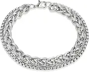 [Generic] Men's Titanium Steel Bracelet Plated Cuban Link Chain Jewelry for Men（18cm）