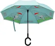 Blue Peanuts Umbrella - Snoopy and Woodstock Design, 44-Inch Diameter, Windproof, Easy Storage, Blue Peanuts, 43 inch, Compact