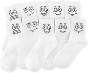 [musoeica] Funny Expression Socks Cute Funny Fun Crazy Long Socks For Women FunnyFace Sock 5 Pack FunnySocksFor Men White Long Sock Silly Novelty SocksCrazy SocksFor Women Gifts Christmas Stocking Stuffers