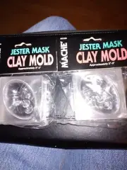 lot of 2 MACHE 'Clear Plastic Mache Clay Mold Jester Mask 2" TO 3 " NIP