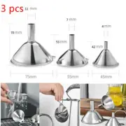3x Stainless Steel Funnels Set Small Medium Large Kitchen Liquid Oil Wine