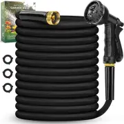 Garden Hose 100FT, Non-Expanding, Lightweight Hose, Leak-Proof Metal Interface,