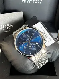 在飛比找Yahoo!奇摩拍賣優惠-HUGO BOSS Mavigator 藍色面錶盤 銀色不鏽