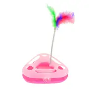 Cat Toy Triangle Bell Ball Track with Spring Swatter Feathers Interactive Fun