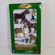 New In Box Country Life Farm Playset- Horse Farmer, Horses + Accessories NewRay