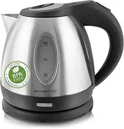 Emerio WK-108079 Stainless Steel Kettle, 1.2 Litres, 1500 Watt, 360° Base Wired, Wireless Kettle, BPA-Free, Covered Heating Element, Auto-Off, Ideal for Home, Camping or Office