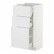 METOD / MAXIMERA base cabinet with 3 drawers, white/Stensund white, 40x37x80 cm
