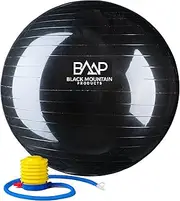 Black Mountain Products Static Strength Exercise 2000 Lbs Stability Ball with Pump, Black, 75 cm