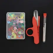 Crochet Tools Value Set: 50pc Stitch Markers +9pc SS Blunt Needles + SS Scissor