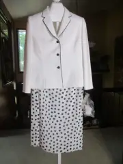 NWT KASPER 6 White & Black Polka Dot Easter Skirt Suit